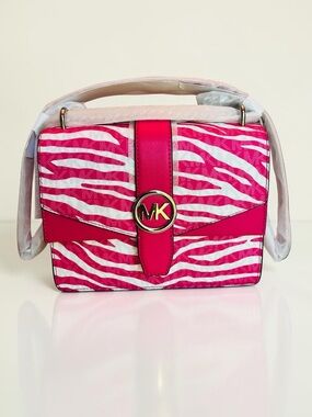 Michael Kors Dragonfruit Greenwich Zebra-Print Small Flap Crossbody Bag (NWT)